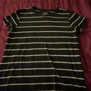 Time and Tru large (12-14) Grey and white stripes  short sleeves shirt
